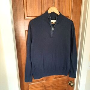 HAWKER RYE Mens Navy Blue 3/4 Zip Cashmere blend Sweater